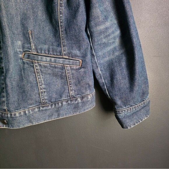 J Jill Denim Trucker Jean Jacket Sz L  Capsule Casual Classic Stretch Cotton - Picture 5 of 9